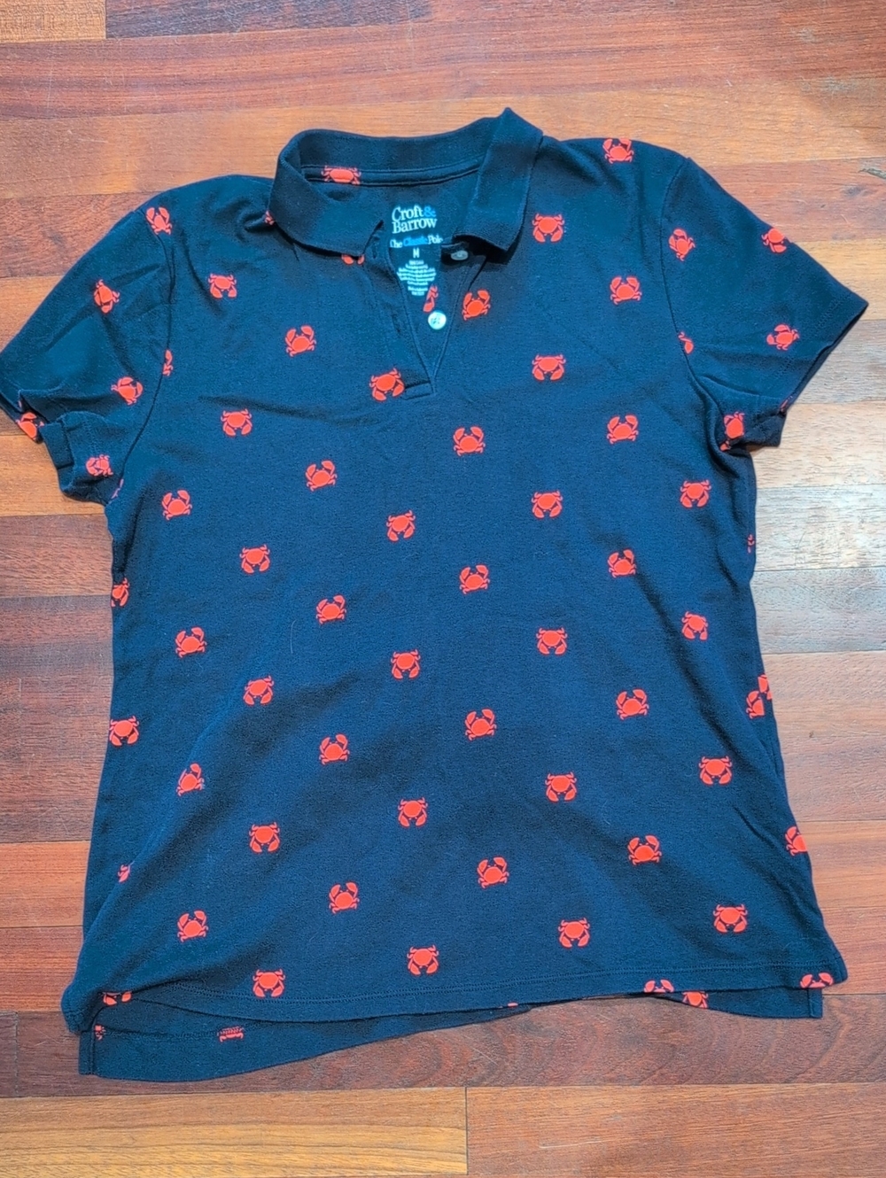 croft & barrow navy polo with red crab motif